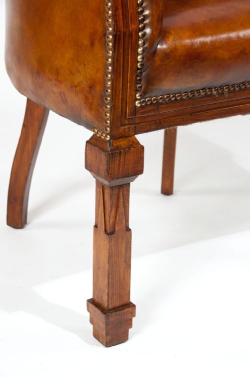 fig 6. Antique Pair of Leather Tub Armchairs