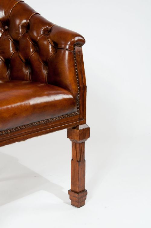 fig 7. Antique Pair of Leather Tub Armchairs