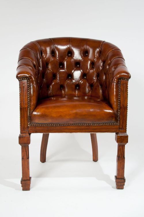 fig 9. Antique Pair of Leather Tub Armchairs