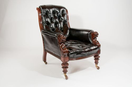 fig 2. Antique Mahogany Leather Armchair 19th Century