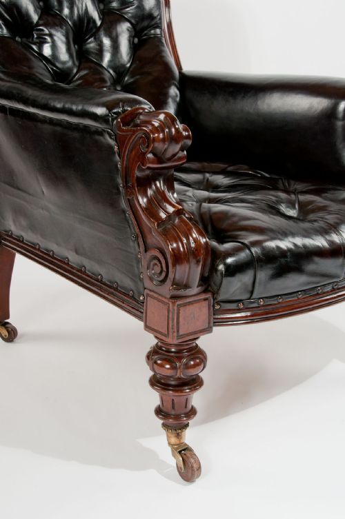 fig 3. Antique Mahogany Leather Armchair 19th Century