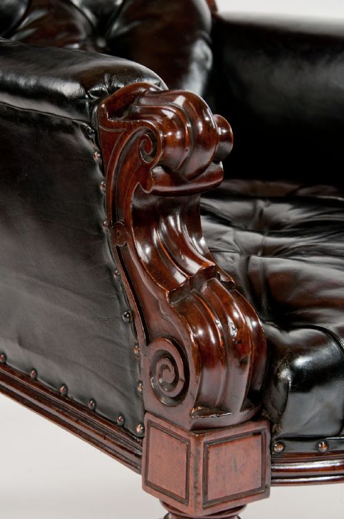 fig 4. Antique Mahogany Leather Armchair 19th Century