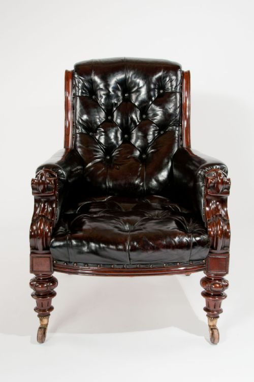 fig 6. Antique Mahogany Leather Armchair 19th Century