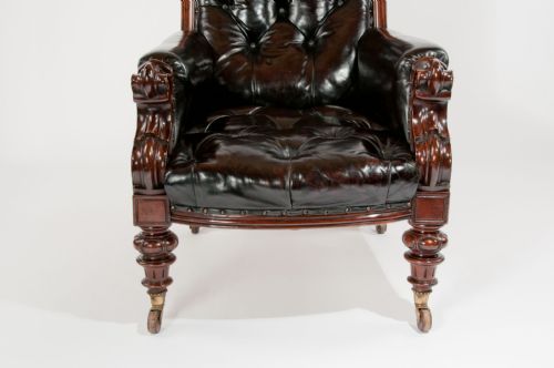 fig 7. Antique Mahogany Leather Armchair 19th Century
