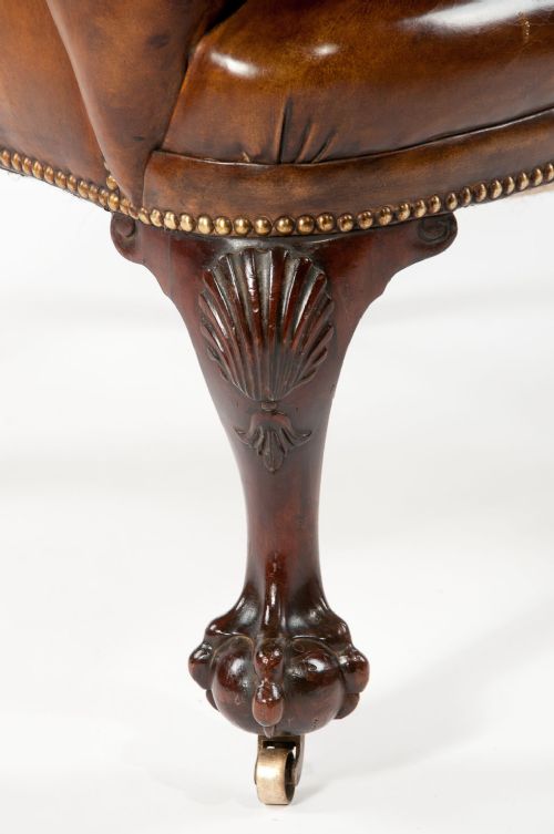 fig 4. Quality 19th Century Walnut Leather Wing Chair