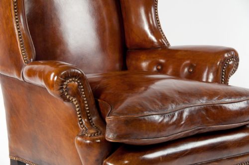 fig 5. Quality 19th Century Walnut Leather Wing Chair