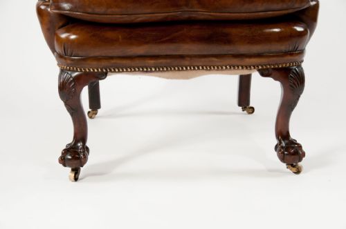 fig 8. Quality 19th Century Walnut Leather Wing Chair