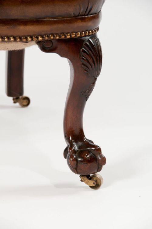 fig 9. Quality 19th Century Walnut Leather Wing Chair