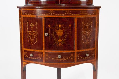 fig 4. A Very Fine Bow Fronted Inlaid Corner Cabinet