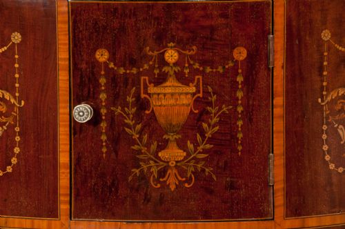 fig 5. A Very Fine Bow Fronted Inlaid Corner Cabinet