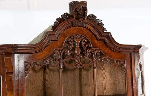 fig 1. Antique Dutch Burr Elm Bombay Display Cabinet