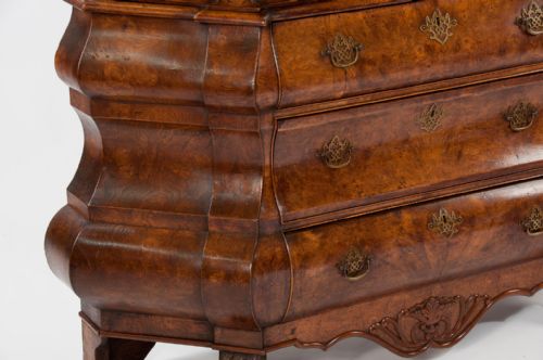 fig 4. Antique Dutch Burr Elm Bombay Display Cabinet