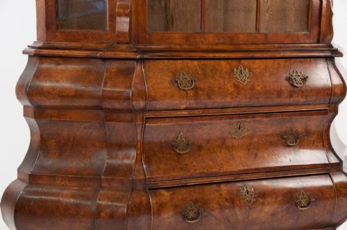 fig 5. Antique Dutch Burr Elm Bombay Display Cabinet