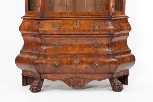 fig 8. Antique Dutch Burr Elm Bombay Display Cabinet