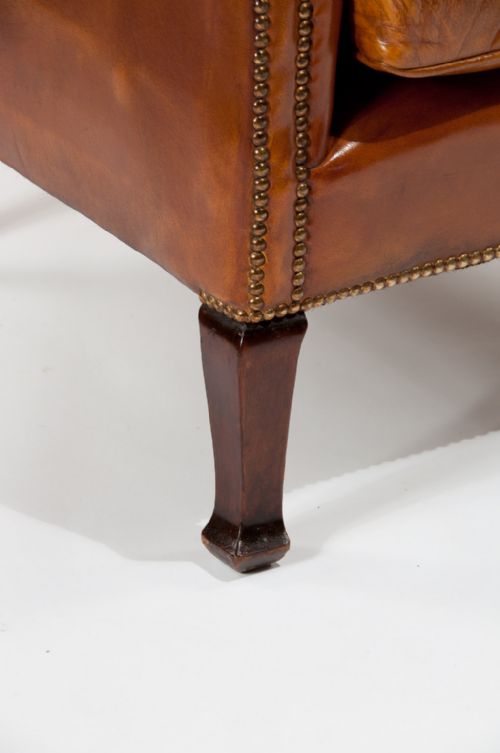 fig 3. Antique leather Buttoned Victorian Armchair