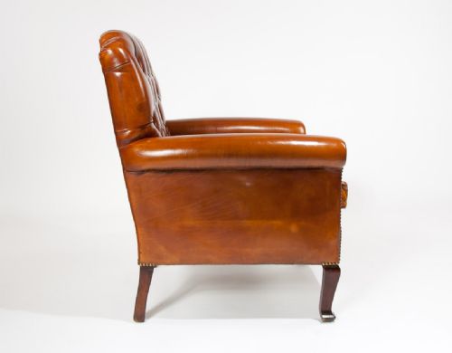 fig 9. Antique leather Buttoned Victorian Armchair