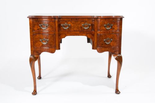 fig 6. Antique Burr Walnut Serpentine Fronted Lowboy