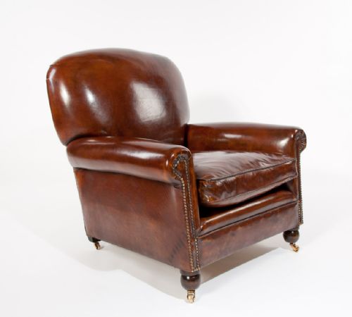 fig 3. Quality Pair of Late 19th C Leather Armchairs