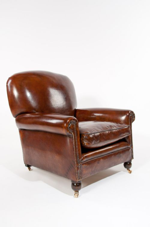fig 4. Quality Pair of Late 19th C Leather Armchairs