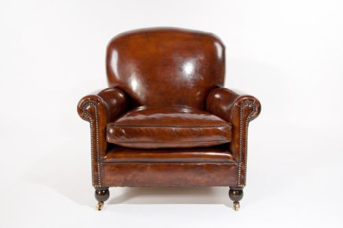fig 7. Quality Pair of Late 19th C Leather Armchairs