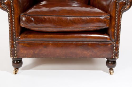fig 8. Quality Pair of Late 19th C Leather Armchairs