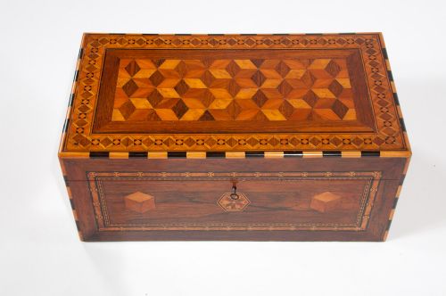 fig 4. Exceptional 19th Century Geometric Parquetry Writing Slope