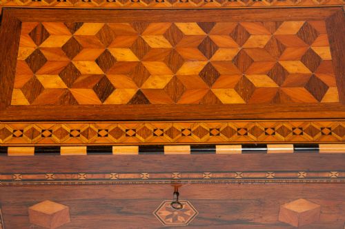 fig 5. Exceptional 19th Century Geometric Parquetry Writing Slope