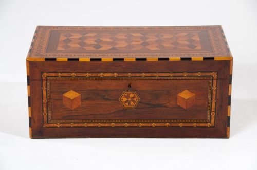 fig 9. Exceptional 19th Century Geometric Parquetry Writing Slope