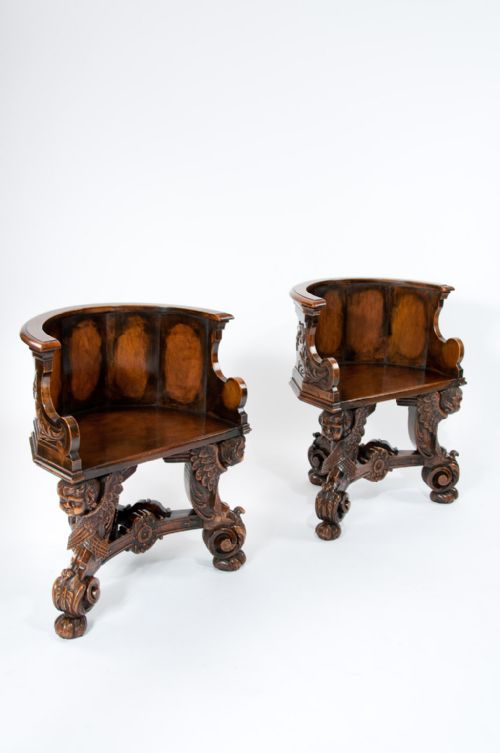 fig 2. Exquisite Rare Pair of 19th Century Walnut Shaped Chairs