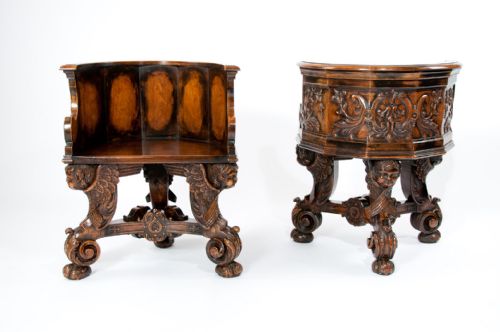 fig 5. Exquisite Rare Pair of 19th Century Walnut Shaped Chairs