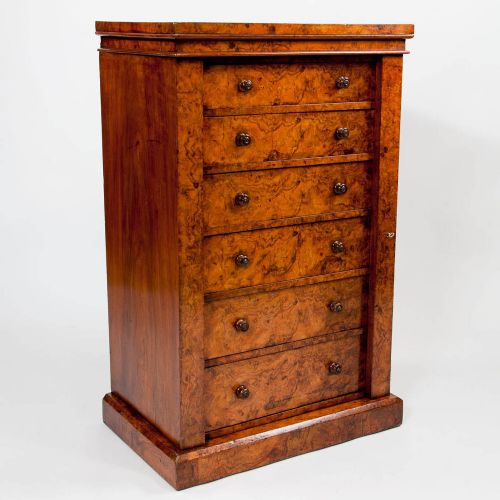 fig 2. Exceptional Antique Burr Walnut Wellington Chest