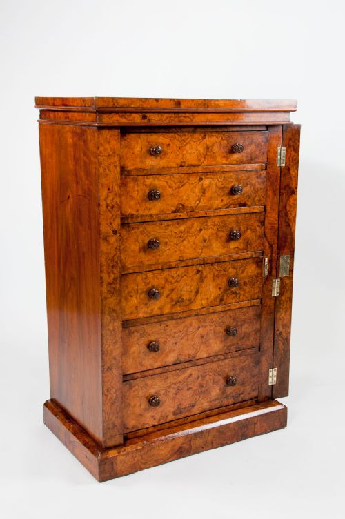 fig 3. Exceptional Antique Burr Walnut Wellington Chest