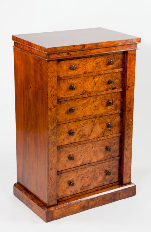 fig 4. Exceptional Antique Burr Walnut Wellington Chest