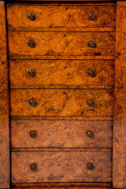 fig 8. Exceptional Antique Burr Walnut Wellington Chest