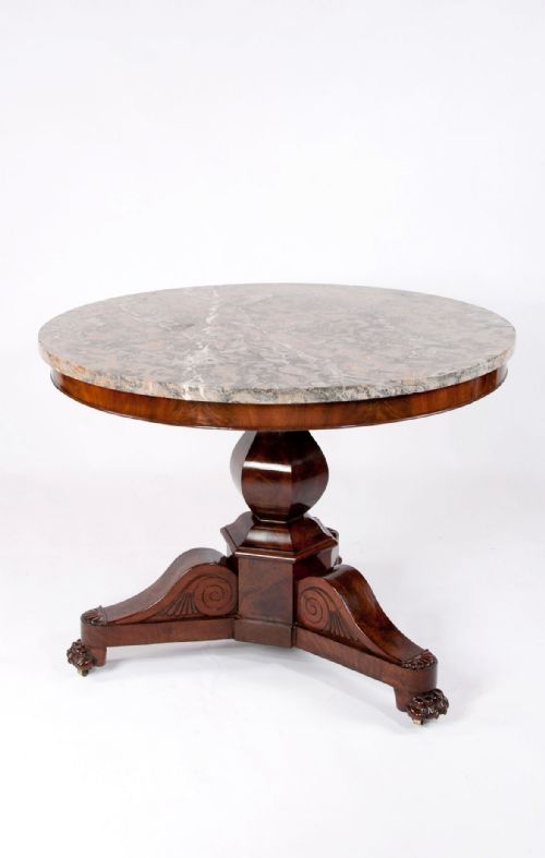 Antique French Flame Mahogany Gueridon Table