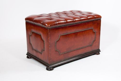 fig 1. Antique Leather Upholstered Ottoman