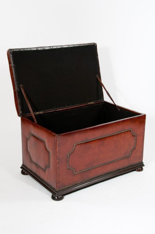 fig 2. Antique Leather Upholstered Ottoman