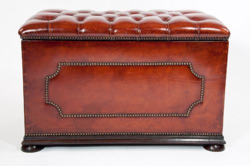 fig 5. Antique Leather Upholstered Ottoman