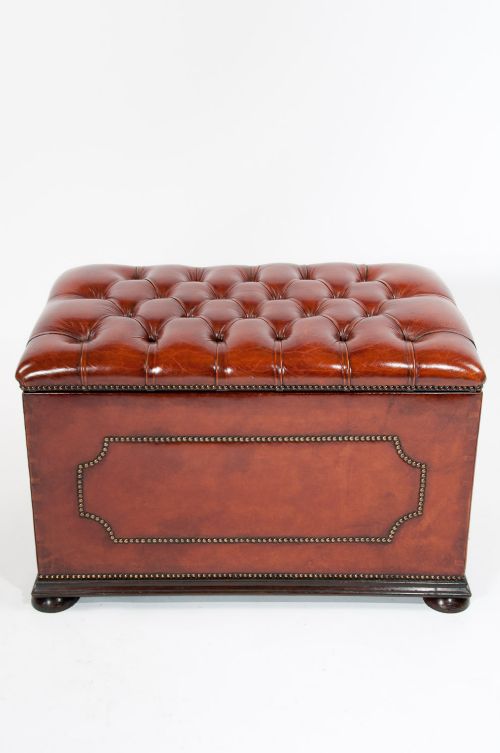 fig 6. Antique Leather Upholstered Ottoman