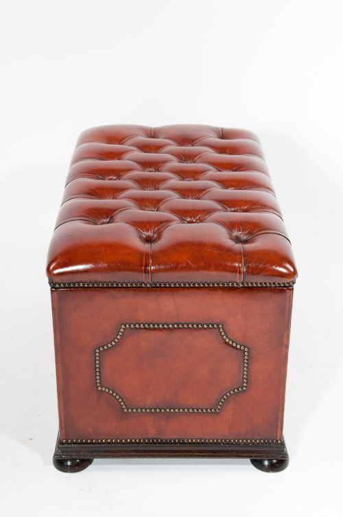 fig 7. Antique Leather Upholstered Ottoman