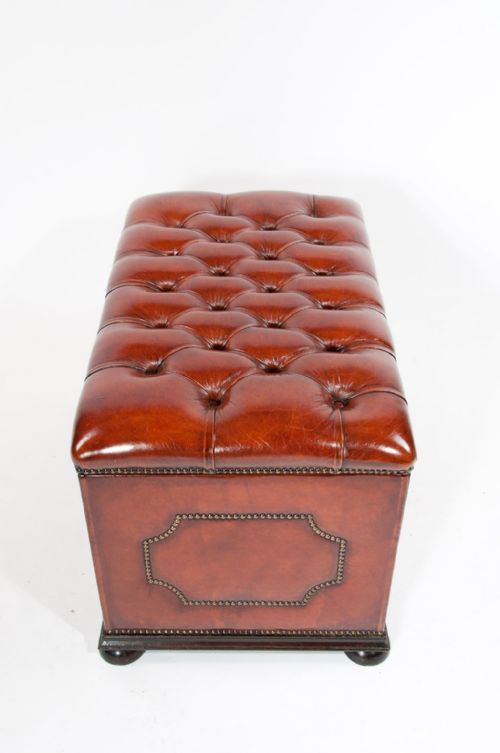 fig 8. Antique Leather Upholstered Ottoman