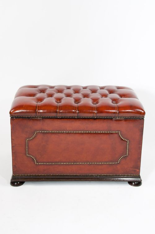 fig 9. Antique Leather Upholstered Ottoman