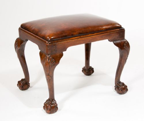 fig 1. Good 19th Century Walnut Leather Stool