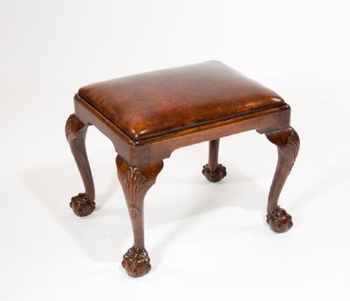 fig 3. Good 19th Century Walnut Leather Stool