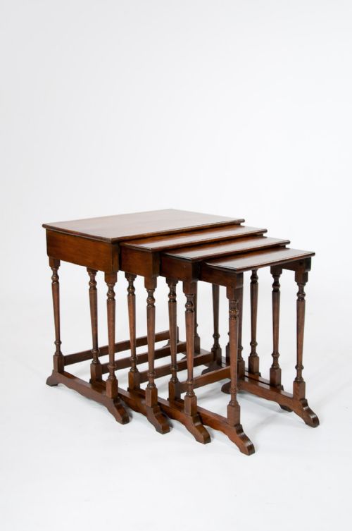 fig 2. Antique Burr Walnut Nest of Four Tables