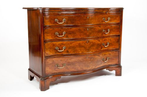 fig 2. Wonderful Antique Flame Mahogany Serpentine Chest of Drawers
