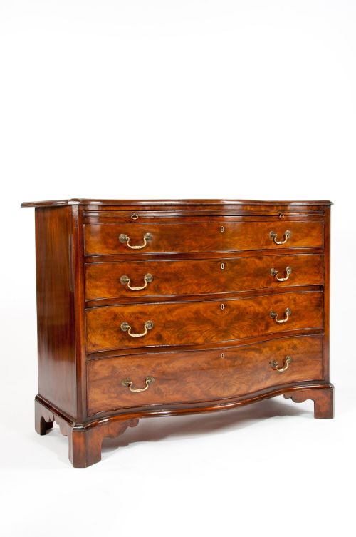 fig 3. Wonderful Antique Flame Mahogany Serpentine Chest of Drawers