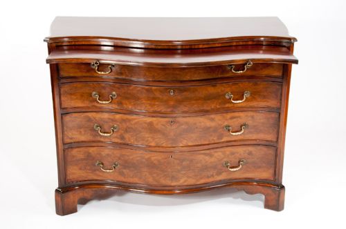 fig 9. Wonderful Antique Flame Mahogany Serpentine Chest of Drawers