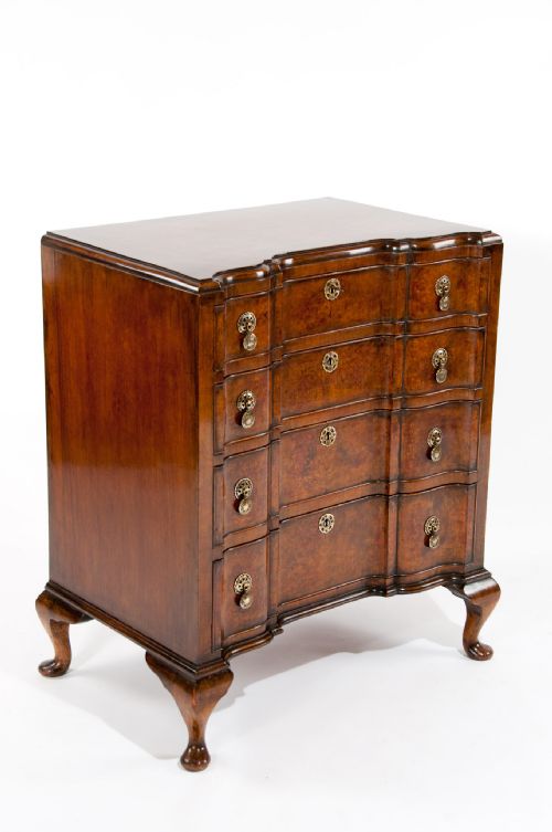 fig 2. Superb Antique Shaped Concave Burr Walnut Chest Of Drawers