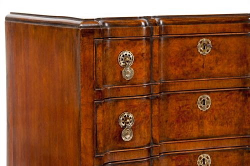 fig 3. Superb Antique Shaped Concave Burr Walnut Chest Of Drawers